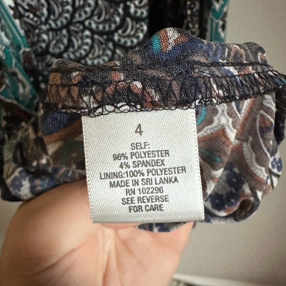 Dress Barn Blue/Brown Dress with Shoulder Cover Size 4 - Picture 9 of 10